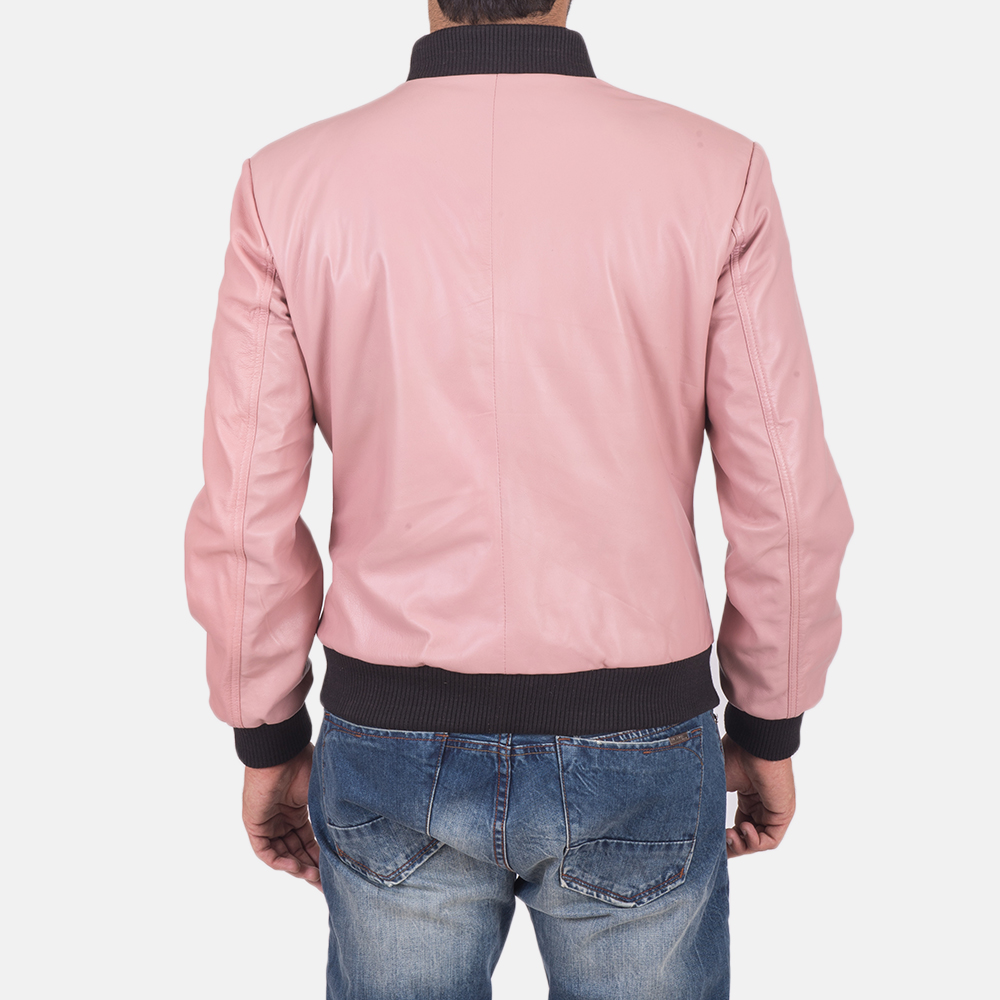 Men's Shane Pink Leather Bomber Jacket